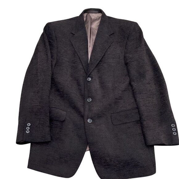 Tallia Uomo‎ Blazer Men 40R Brown Blue Chenille Sabbia Wool Acrylic Textured VTG - Picture 1 of 13
